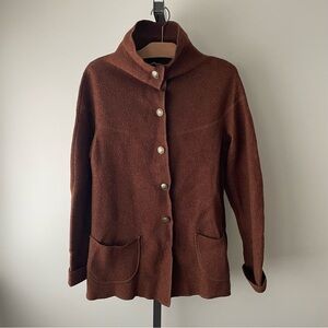 90s Vintage Susan Savill Collection 100% Wool Boiled Jacket Felted Metal Buttons